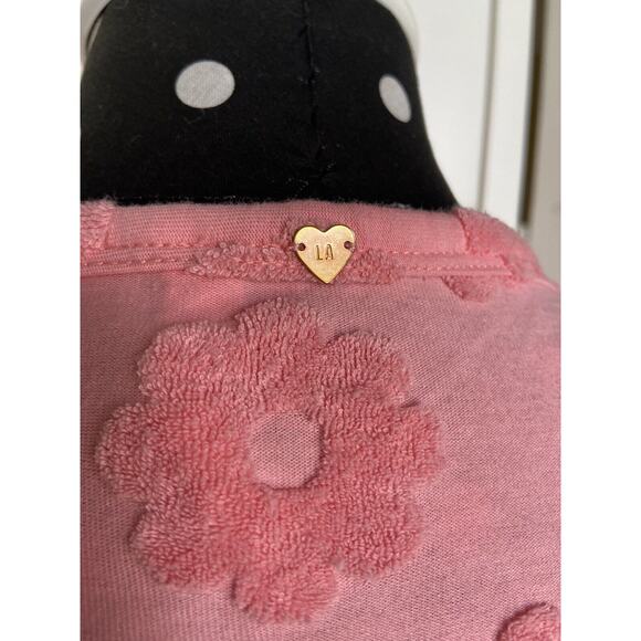 LA Hearts by PacSun Womens Top Sz S Lounge Groove Wrap Pink Chenille Flowers Tie - Picture 11 of 11